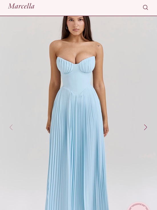House of CB | Dresses | House Of Cb Pale Blue Strapless Pleated Bustier Gown